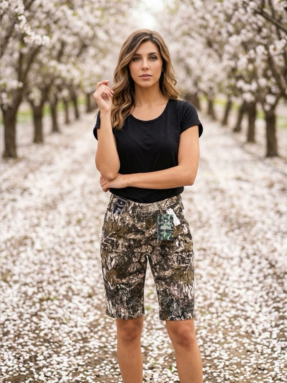 VIP Camouflage Denim Shorts in Green, Brown, White